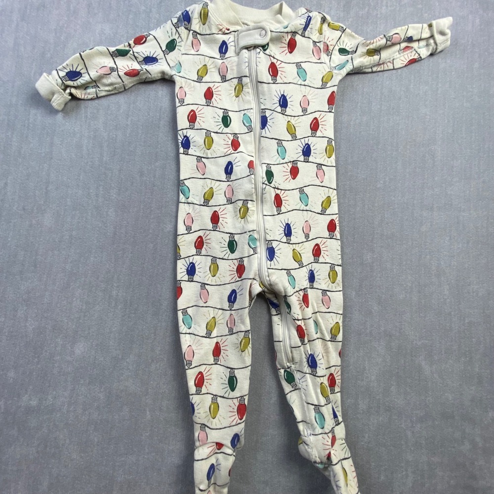 Hanna Andersson Holiday Christmas Lights Organic Cotton Sleeper Pajamas 12-18M